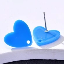 20pcs Colorful Acrylic Heart Shaped Earring Studs For Women, Jewelry DIY Accessories Valentines