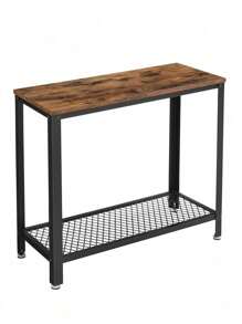 VASAGLE Industrial Side Table, End Table, Bedside Table With Mesh Shelf, Easy Assembly, Narrow And Space Saving In Living Room, Bedroom, Steel, 60 X 30 X 60 Cm, Rustic Brown - Chocolate Brown - View 10