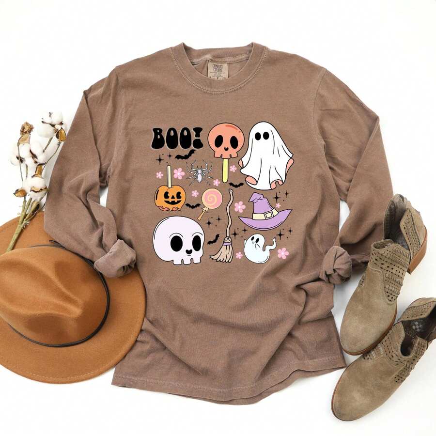 Boo Chart Garment Dyed Long Sleeve SHEIN USA