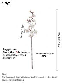 Bộ 3 cành hoa anh đào nhân tạo, cành hoa mận giả, đồ trang trí nhà cửa, hoa cưới, trang trí bàn nhà mùa xuân và mùa hè, trang trí đám cưới, trang trí phòng thẩm mỹ, trang trí nhà cửa - Hồng - Xem 3