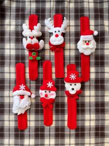 1 件圣诞拍拍圈手链装饰圣诞节礼物圣诞老人雪人鹿新年派对玩具装饰，圣诞节 - 紅白色 - 查看 1