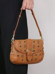 Túi đeo chéo nữ thời trang sang trọng 2024 thiết kế mới đa năng thanh lịch dưới cánh tay túi đeo chéo nữ cao cấp túi baguette in hình gấu hoạt hình Hàn Quốc túi nhẹ đi làm cho phụ nữ - màu nâu - Xem 3