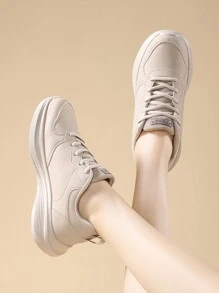 Women's Thick Bottom Sports Shoes, Breathable Mesh Fabric, Comfortable & Lightweight, Thick Sole Elevated, Air Cushion Shock-Absorbing, Anti-Slip, Fashionable Casual Sneakers