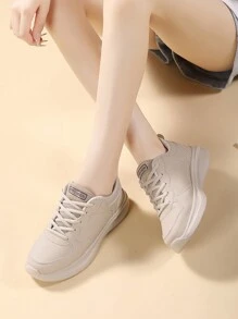 Women's Thick Bottom Sports Shoes, Breathable Mesh Fabric, Comfortable & Lightweight, Thick Sole Elevated, Air Cushion Shock-Absorbing, Anti-Slip, Fashionable Casual Sneakers