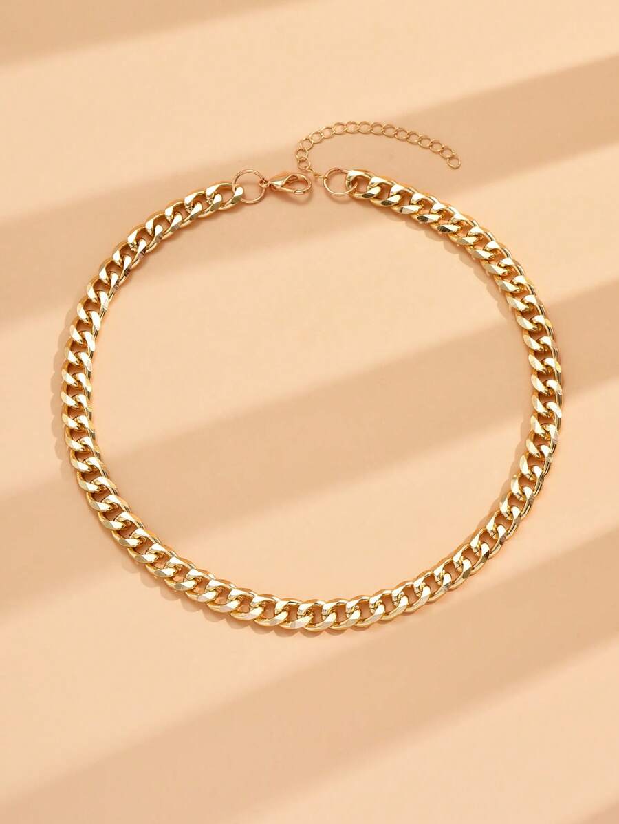 1 chiếc vòng cổ mắt xích phong cách Punk cho bé gái, thích hợp để đeo hàng ngày - Vàng - Xem 1