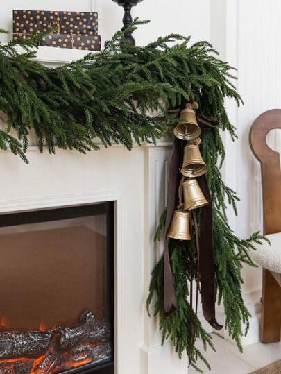 1 pezzo Vite artificiale di Podocarpus da 185 cm, adatta per decorazioni natalizie, decorazioni invernali, decorazioni per la casa, armadi, tavoli, scale, soggiorno, camera da letto