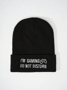 1 件 I'M GAMING 刺绣男女通用时尚百搭白色电子游戏针织帽，适合街头、派对、户外、秋冬季，保暖防寒 - 彩色 - 查看 3