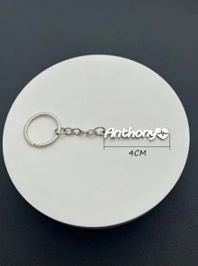 1 Personalized Stainless Steel Custom Label Name Letter Keychain With Heartbeat Ripple Of Love, Father's Day, Mother's Day, Valentine's Day Male And Female Accessory Gift