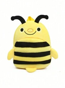 幼儿背包动物园毛绒迷你背包动物卡通旅行包适合宝宝女孩男孩蜜蜂包背包 - 黃色 - 查看 2