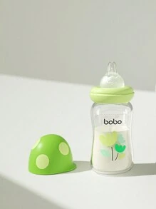 1pc 160ml/5.4oz Baby Glass Bottle, Wide Neck Mushroom Cap Newborn Feeding Bottle