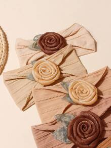 5pcs Newborn Coffee-Color Soft Elastic Breathable Fashion Baby Headbands, Suitable For Daily Wear All Seasons