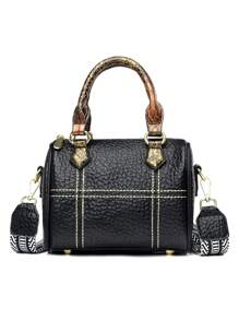 Túi đeo chéo thời trang 2024 Túi da mềm cho nữ Túi tote đơn giản chất lượng cao Túi xách Boston cổ điển Túi đeo vai nữ - màu đen - Xem 2