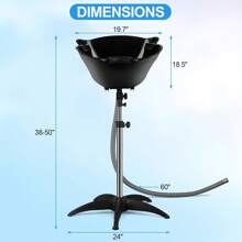 Bồn rửa mặt di động, bồn rửa mặt có thể điều chỉnh độ cao với ống xả cho salon tại nhà, trang trí phòng tắm, mùa hè trở lại trường - màu đen - Xem 3