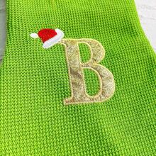 1pc Personalized Green Fluffy Stocking With Embroidered Lettering - 18 "Holiday Home And Party Decorations, Decorations, Stockings, Home Decor, Venue Decor, Large Knitted Green Furies, Lettering Stockings, Best Gifts Birthday Christmas Decorations Room Decor Christmas Winter Christmas Decorations Home Christmas Gifts Christmas Decor - Green - View 7