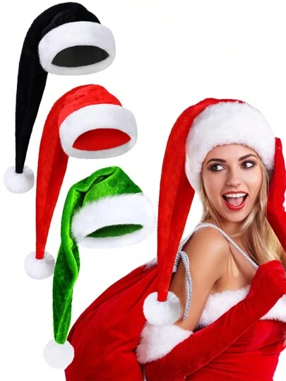 1 件超长毛绒圣诞帽，圣诞礼物装饰品