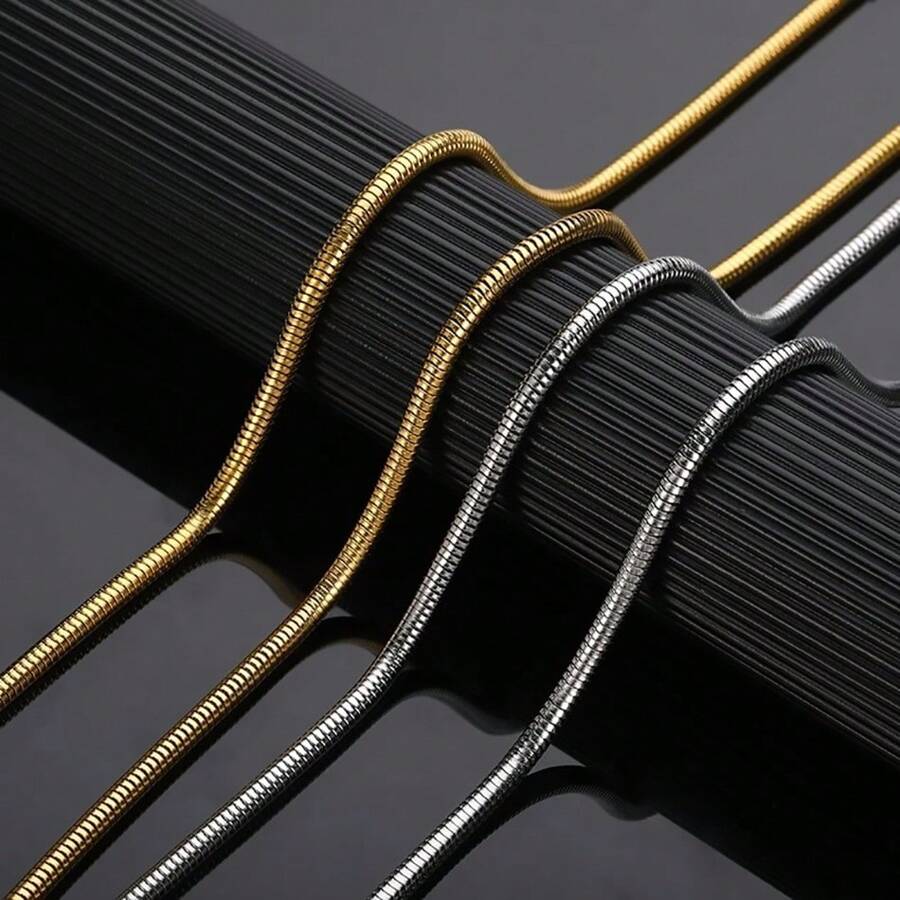 1 pieza Cadena de serpiente elegante chapada en oro de plata 925 de 16 a 30 pulgadas, collar de joyería de moda para mujer y hombre, regalo de fiesta de boda