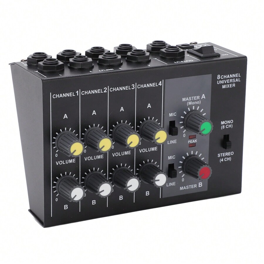 'Music Console 8Track Audio Mixer, Stereo And Mono Switching, Ultra