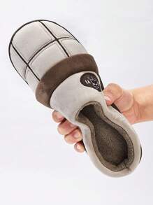 House Slippers For Men Memory Foam Plaid Warm Cozy Soft Fashionable Male's Shoes Winter Bedroom Round Toe Indoor Slippers Female