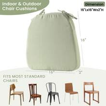 Cojín de silla con lazos para sillas de comedor, almohadilla antideslizante para silla de cocina y cojín para asiento de comedor con funda lavable a máquina, 16" x 16" x 2" - Verde salvia - Ver 7