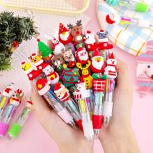 10 chiếc bút bi Giáng sinh - Nhiều màu sắc, họa tiết tuần lộc hoạt hình và ông già Noel, mực 4 màu có thể thu vào, thích hợp cho nhật ký và bao bì quà tặng. Quà tặng Giáng sinh nhỏ - Nhiều màu - Xem 11