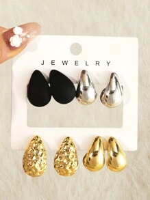 4-8 件水滴形耳环套装，夸张嘻哈风格配饰，女士日常耳环 - 水滴耳環套裝 - 查看 2