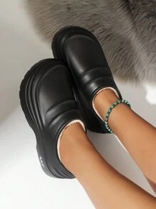 时尚纯色休闲舒适柔软厚底室内户外工作拖鞋，适合医生护士厨房通用穿着 - 黑色 - 查看 5