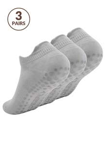 3 Pairs Men Yoga Socks Ankle Non Slip Pilates Socks With Grips, Fall - Multicolor - View 1