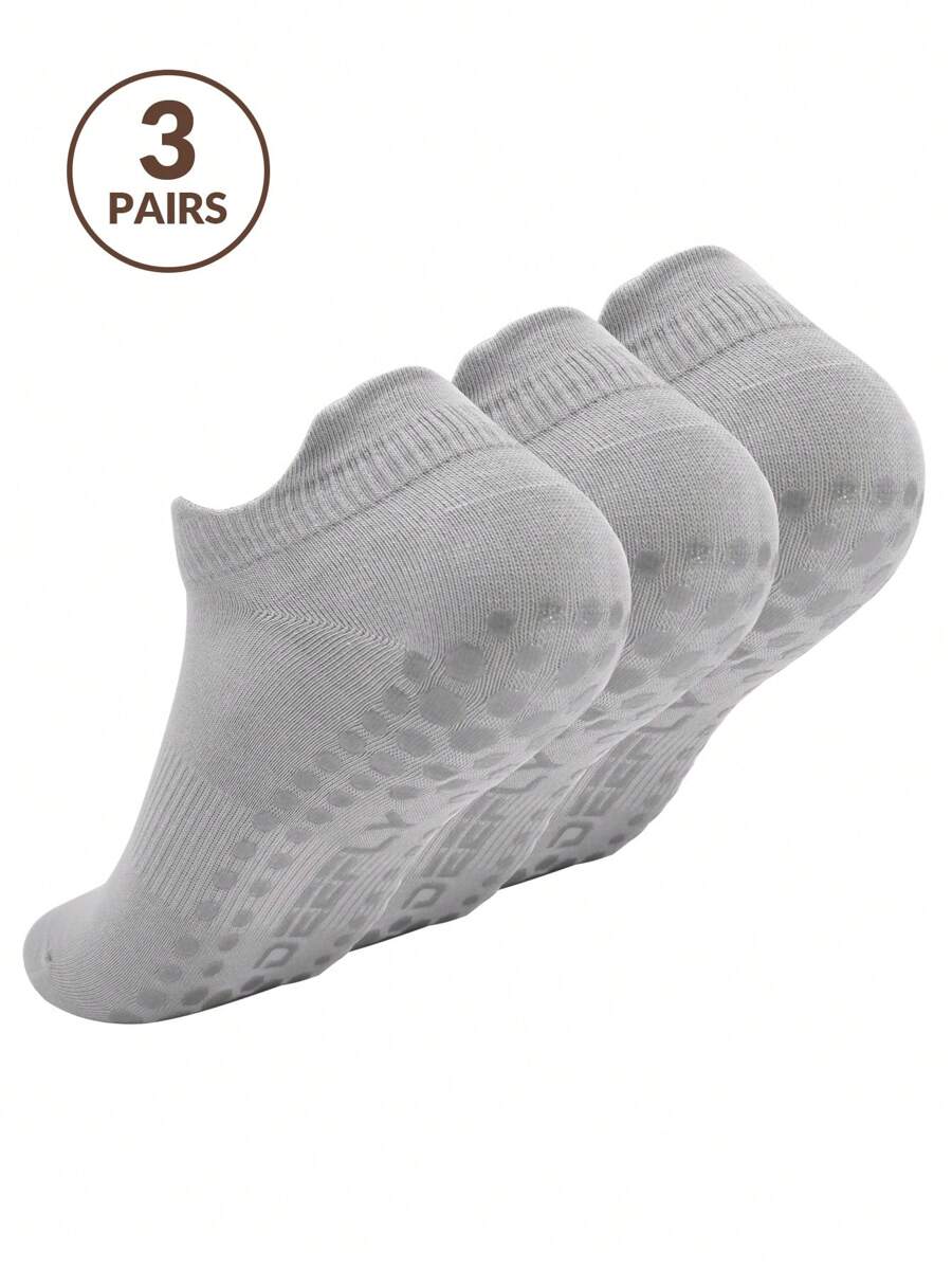 3 Pairs Men Yoga Socks Ankle Non Slip Pilates Socks With Grips, Fall - Multicolor - View 1