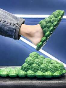 Bubble Slippers, Bubble Skateboard Fun Massage Slippers, Women'S Lychee Anti-Slip Slippers, Anti-Slip SPA Slippers, Soft Pillow Decompression Skateboard, Neutral Style - màu xanh lá - Xem 4