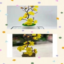 Simulated Plastic Plum Blossom Potted Plant - 809 - 黃色 - 查看 2