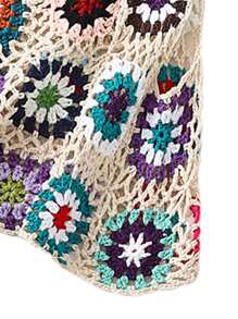 Womens Crochet Tank Top Knit Colorful Floral Embroidery Summer Boho Camisole Hollow Out Top - Màu be - Xem 4