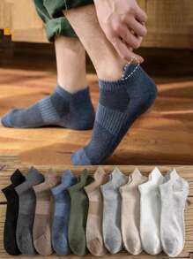 10 pares de calcetines absorbentes de sudor transpirables de color sólido para hombres - A - Ver 1