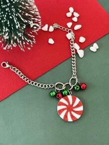 1 件圣诞手链，带有可爱卡通圣诞老人、房子、糖果铃铛吊饰，适合女性节日派对/活动佩戴 - 彩色 - 查看 6