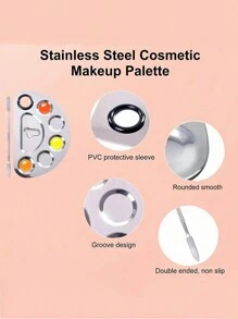 1 Juego de Paleta de Color de Acero Inoxidable con Varilla de Color para Belleza, Maquillaje, Paleta de Pigmento de Fundación Líquida