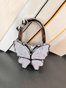 1 Móc treo gấp hình con bướm sáng bóng Móc treo ví cho bàn làm việc tại nhà văn phòng treo túi xách - Nhiều màu - Xem 2