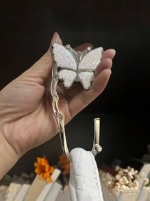 1 Móc treo gấp hình con bướm sáng bóng Móc treo ví cho bàn làm việc tại nhà văn phòng treo túi xách - Nhiều màu - Xem 5