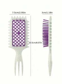 Curl Defining Brush1pc, Curl Brush For Curly Hair Styling Brush, Shaping And Defining Curls Comb For Women Men Less Pulling And Curl Separation Wheat Straw, Triple Pointed Tail Design Materials Define Curl Styling Brush1Pc - Multicolor - View 6
