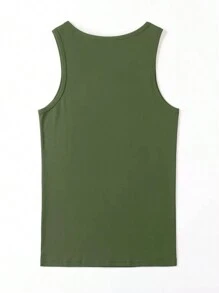 Men's American Style Ribbed Tank Top - Army Green - View 2