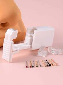 1 Unit Disposable Safe Sterile Nose Piercing Unit, Gem Nose Studs New Generation More Safe Nose Piercing Gun Piercer Machine Kit