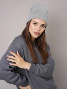 1 Stück einfarbige gestrickte Beanie, Unisex Mütze, Y2K Stil Outdoor warme gestrickte Kappe, lässiger vielseitiger Winterkälte-Hut geeignet für den täglichen Arbeitsweg - A - Übersicht 7