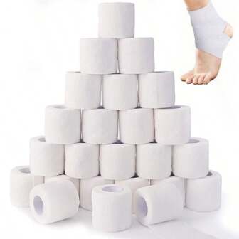 7 rollos de venda autoadhesiva y transpirable, cinta deportiva autoadherente y cohesiva para vendajes deportivos (Blanco)