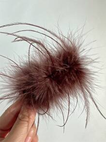 1个优雅黑色羽毛发夹，甜美少女ins风派对发饰，时尚发饰夹爪发夹发卡，学生用品，大学，发饰，头部饰品，女士发饰 - 黑色 - 查看 8