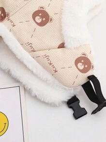 1 chiếc mũ len hình gấu cho trẻ em, mũ có chữ và vành tai cho bé trai và bé gái, mùa thu/đông - Xem 6