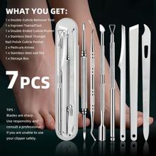 7 件套不锈钢指甲护理套装，用于去除死皮和老茧，无味角质层去除工具套装，适合老年人使用，精密切割刃口，可顺利去除 - 包括指甲锉和清洁剂 - 查看 2