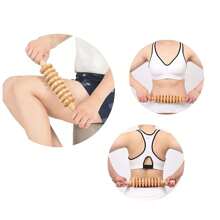 3 件套木制按摩工具：按摩滚轮、足部按摩器和身体磨砂膏 - 非常适合在家放松按摩 - 米色 - 查看 10