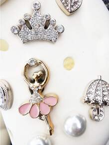 16PCS Ballet Girl Shoe Charms ABS Bling Buckles Decorations DIY Rhinestone Umbrella Pins Clog Accessories Decor Fit Women Lady Adults Sandals Hole Garden Shoes Bubble Slides Slippers Beach Bag Xmas Halloween Birthday Party Gifts (Shoes Not Included)