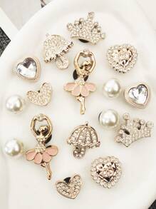 16PCS Ballet Girl Shoe Charms ABS Bling Buckles Decorations DIY Rhinestone Umbrella Pins Clog Accessories Decor Fit Women Lady Adults Sandals Hole Garden Shoes Bubble Slides Slippers Beach Bag Xmas Halloween Birthday Party Gifts (Shoes Not Included)