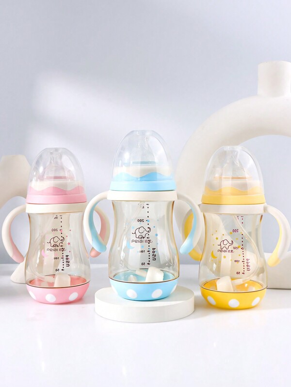 1 pieza Biberón antideslizante multicolor de PPSU para bebé, material importado de BASF, 240ml, apto para bebés de 3 meses y talla grande