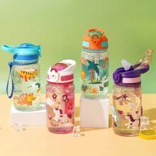 1 chiếc cốc nhựa cách nhiệt in hình hoạt hình dễ thương dung tích 21oz (khoảng 600ml) có ống hút, thích hợp cho du lịch ngoài trời, đi bộ đường dài, đi học - Nhiều màu - Xem 2