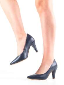 Stiletto With Medium Thin Heel - Navy Blue - View 2